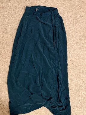 Kiko Dark Green/Teal Wrap-Style Silk Maxi Skirt